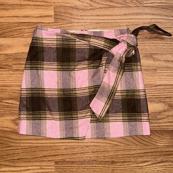 Wilfred Size 4 Plaid Check Mini Wrap Skirt Wool Cashmere Blend Aritzia Darling - Picture 1 of 14